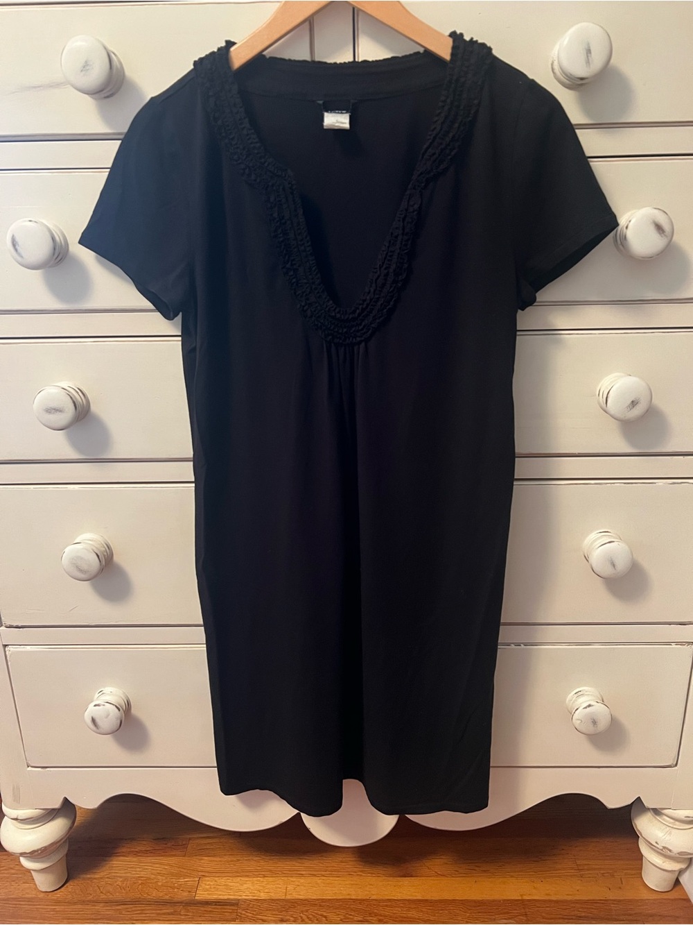 J. Crew Black Short Sleeve V-Neck Dress